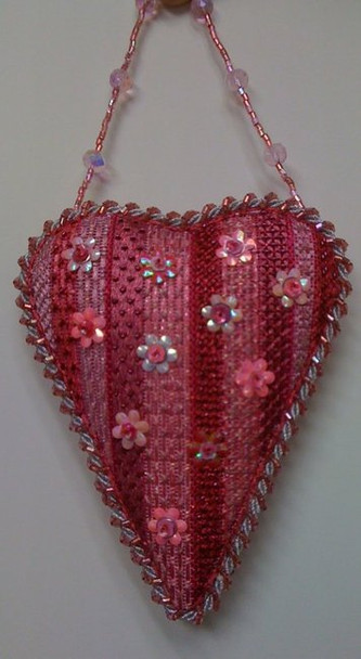 F3702 Flower Sequin Heart 4 3/4 x 6" 18 ct. Fiori Designs