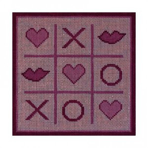 F3679 Tic Tac Kiss 5 3/8 x 5 3/8" 18 ct. Fiori Designs 