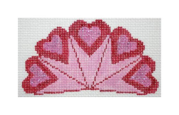 F3642 Red Heart Fan 4 1/2 x 2 1/2" 18 count Fiori Designs 