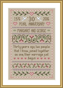 LilDD03 Pearl Anniversary Sampler Stitch Count: 83 x 133 Little Dove Designs