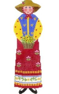 LR376B Y/R Lady/Bsk.Flwr Orn 2.5X6.5 18 Mesh Cooper Oaks Designs