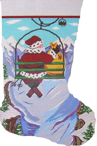 MML930 Skiing Santa Sock 13X22 13 Mesh Cooper Oaks Designs 
