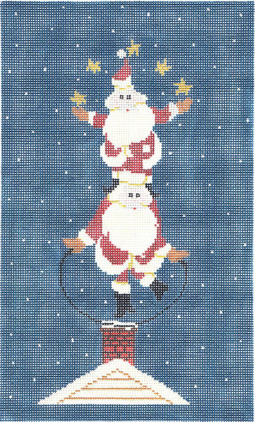 WK2039 Juggling Santas 6X10 18 Mesh Cooper Oaks Designs