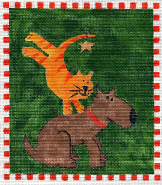 WWC610 Holiday Cat and Dog 18 mesh 6 x 7 Waterweave