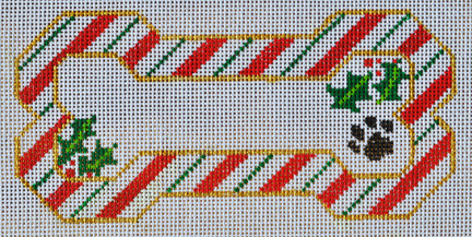 BP-02 BP DESIGNS Candy Cane Bone Ornament 6 ½ x 3 ¾ 18 Mesh