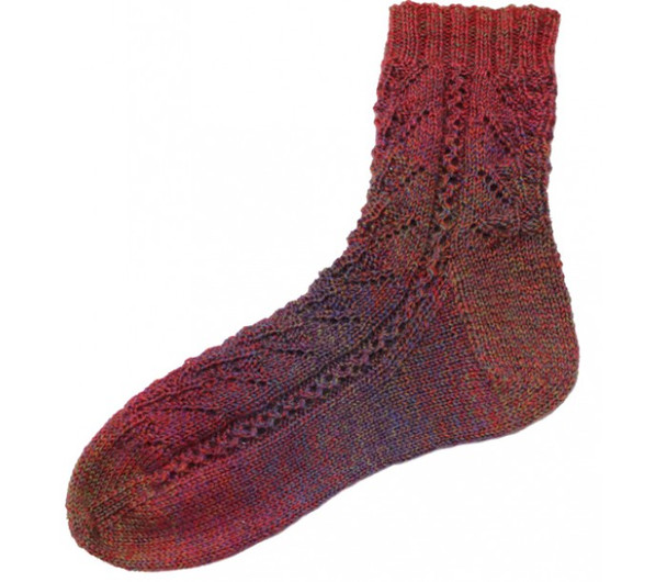 P-J-093 Jojoland Knitting Pattern Crimson Sage Sock