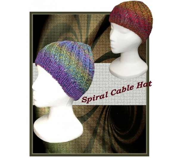 P-J-045 Jojoland Knitting Pattern Spiral Cable Hat