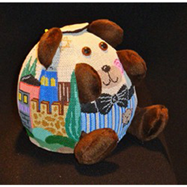 839 3-D PUDGIE Judaica bear 6x6 Shown Finished 18 Mesh Patti Mann 