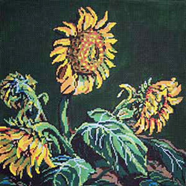 5904 MAL sunflowers on green 13 x 13 13 Mesh Patti Mann 