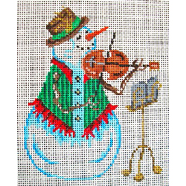 7522 CHR orn, snowman and violin 5 x 4 18 Mesh Patti Mann 