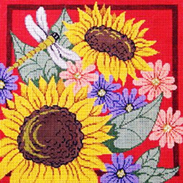 9478 PP sunflowers, dragonfly 16 x 16 10 Mesh Patti Mann