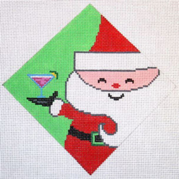 11388 CHR orn. Retro Santa with margarita 4x4 18 Mesh Patti Mann 