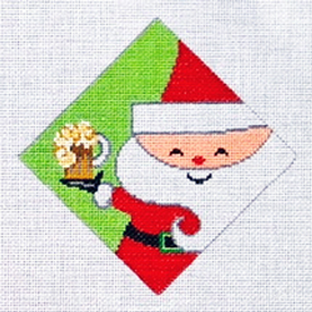 11389 CHR orn. Retro Santa with beer mug 04 x 04 18 Mesh Patti Mann 