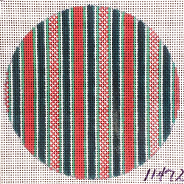 11472 MIN red, white and green stripes 4" diam 18 Mesh Patti Mann 