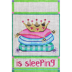 11479 JUV sign, ...is sleeping, crown on pillows 4 x 6 18 Mesh Patti Mann 
