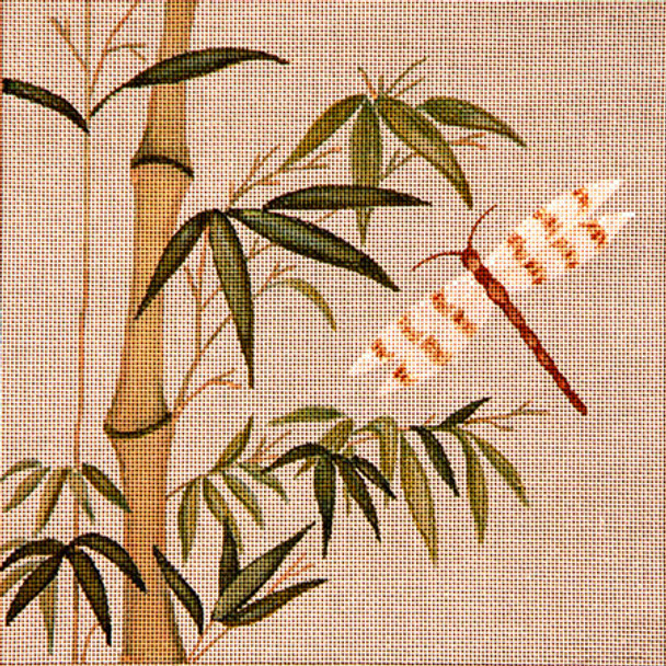 Bird/Insect B142 Dragonfly In Bamboo 9 x 9 18 Mesh JP Needlepoint