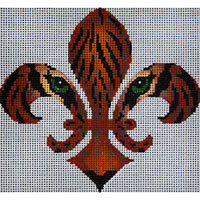 Miscellaneous L514 Tiger Fleur De Lis 8 x 8 13 Mesh JP Needlepoint