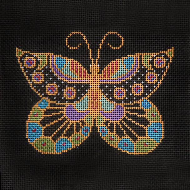 MINIATURE M057 Oriental Butterfly II 4.5 x 4.5 18 Mesh JP Needlepoint