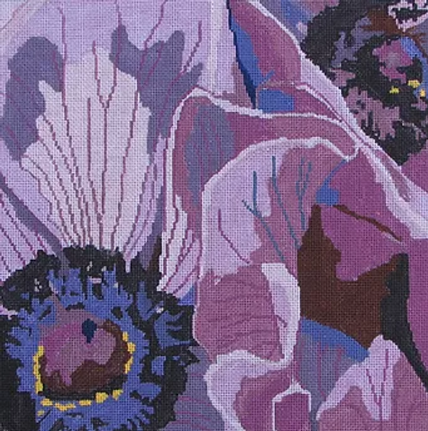 2a Jean Smith Designs PURPLE ANEMONES 14 square 13 Mesh