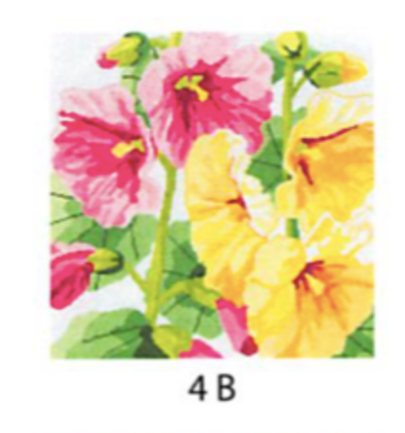 4b Jean Smith Designs Summer Hollyhocks 14 square 13 Mesh