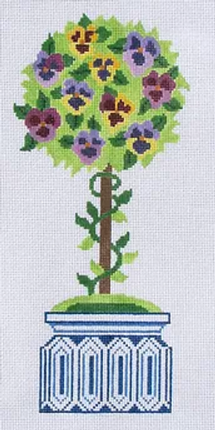 14b Jean Smith Designs Small Pansy TOPIARY, 7 1/2" x 14 1/2"',13 mesh.