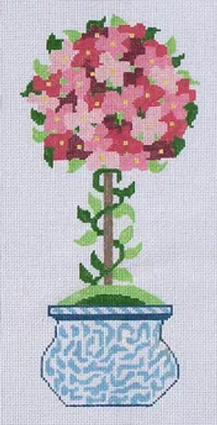 14e Jean Smith Designs Small Pink Hydrangea TOPIARY, 7 1/2" x 14 1/2"',13 mesh.