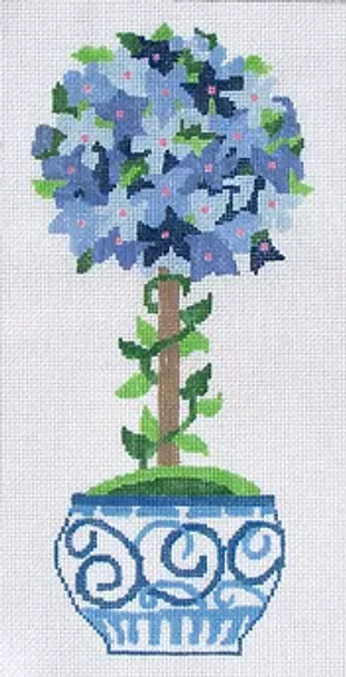 14f Jean Smith Designs Small Blue Hydrangea TOPIARY, 7 1/2" x 14 1/2"',13 mesh.