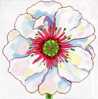 15j Jean Smith Designs Regal White Poppy 15 square 13 mesh