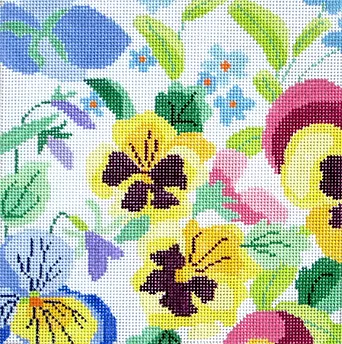 16b Jean Smith Designs Small PANSY Garden #1 8" Square 13 mesh