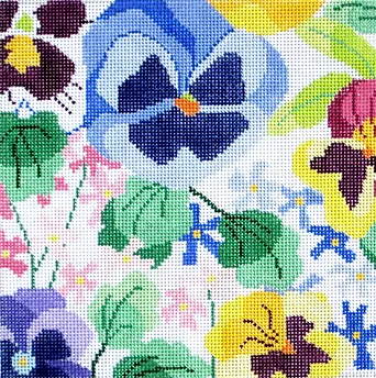16c Jean Smith Designs Small PANSY Garden #2 8" Square13 mesh