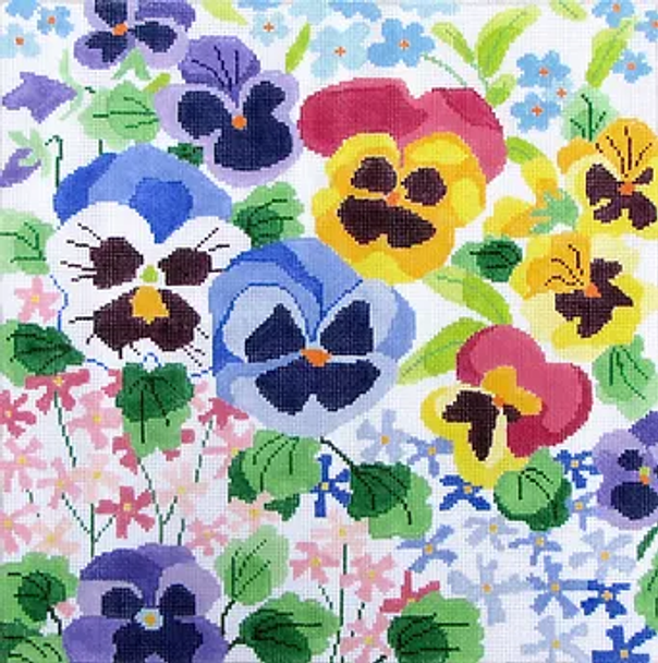 16e Jean Smith Designs Large PANSY Garden #2 14" Square13 mesh