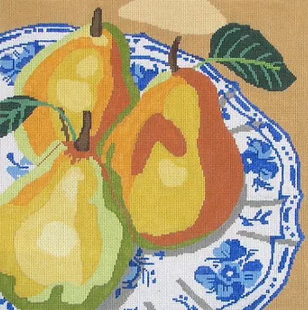 23a Jean Smith Designs Plate Of Pears 14" Square 13  mesh