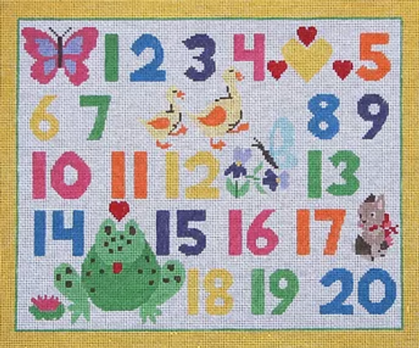 39d Jean Smith Designs CHILD'S PLAYTIME NUMBER SAMPLER 14" X 11 1/2" 13 mesh