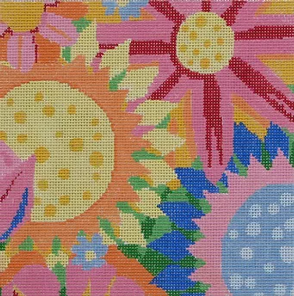 46b Jean Smith Designs Small SUNSHINE FLOWERS, 8" sq., 13 mesh