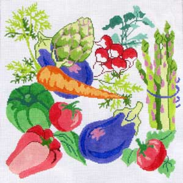 47 Jean Smith Designs SIMPLY VEGETABLES, 14" sq., 13 mesh