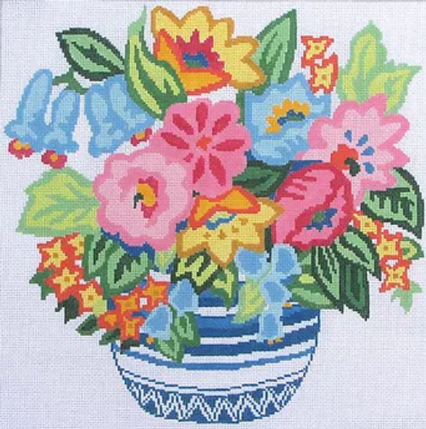 48 Jean Smith Designs FLOWER FANTASY 14" sq., 13 mesh
