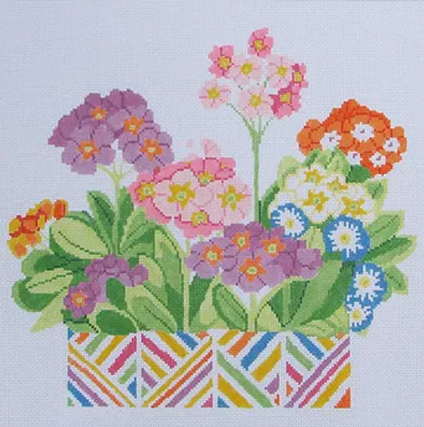 51 Jean Smith Designs PRIMROSE FIESTA, 14" sq', 13 mesh