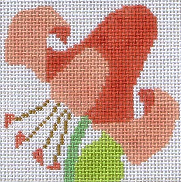 59L Jean Smith Designs SIMPLE FLOWER COASTER Lily 12 4"sq, 13 mesh