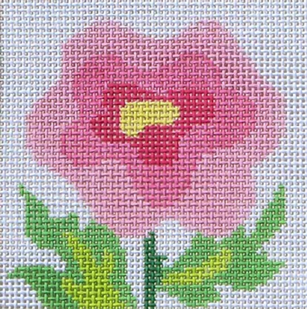 59O Jean Smith Designs SIMPLE FLOWER COASTER Rose 15 4"sq, 13 mesh