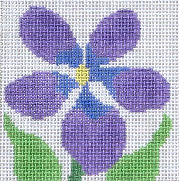 59P Jean Smith Designs SIMPLE FLOWER COASTER Violet 16 4"sq, 13 mesh