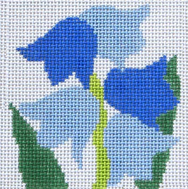 59Q Jean Smith Designs SIMPLE FLOWER COASTER Lily of the Valley 17 4"sq, 13 mesh