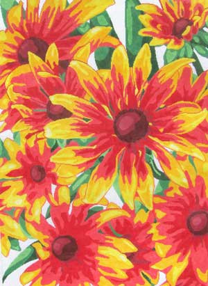 72 Jean Smith Designs BROWN EYED SUSAN RUG, 47 1/2"  x  35"  10 mesh