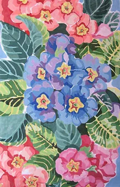 75f Jean Smith Designs PAINTER'S PRIMROSE RUG, 34" x 52",10 mesh