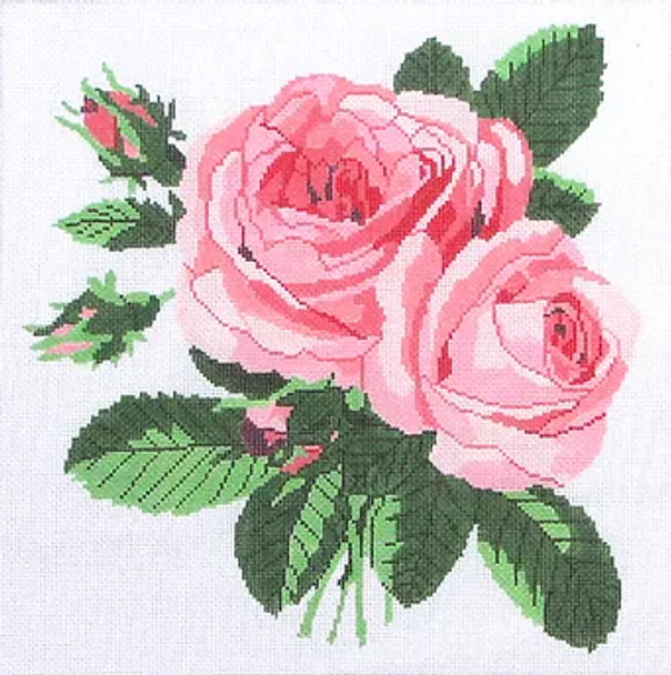 77a Jean Smith Designs LARGE ENGLISH ROSE 14" x 14" 13 mesh