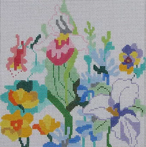 86b Jean Smith Designs SM. WILD FLOWERS #1, 8" sq., 13 mesh