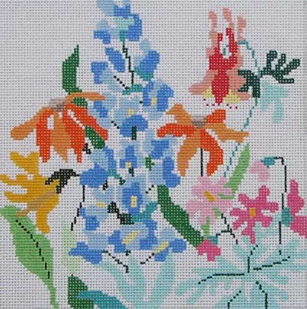 86c Jean Smith Designs SM. WILD FLOWERS #2, 8" sq., 13 mesh