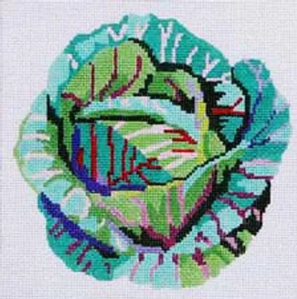 94e1 Jean Smith Designs Cabbage  Coaster 4"  sq., 14 mesh