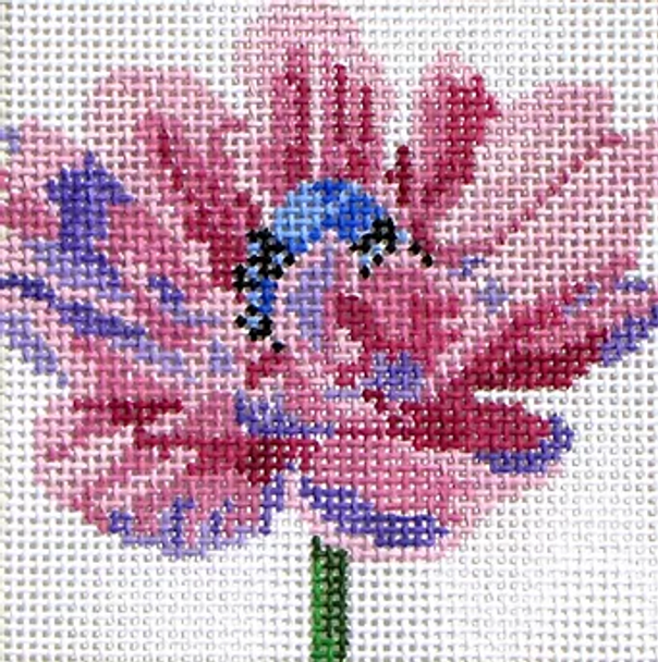 139a10 Jean Smith Designs SIMPLY FLOWER Purple Anemone 4" sq., 13 mesh