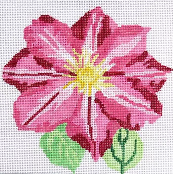 139b28 Jean Smith Designs SIMPLY FLOWER Pink Clematis  8" sq., 13 mesh