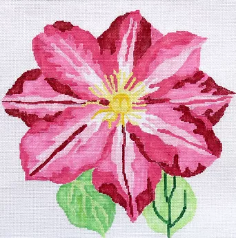 139c28 Jean Smith Designs SIMPLY FLOWER Pink Clematis 14" sq., 13 mesh